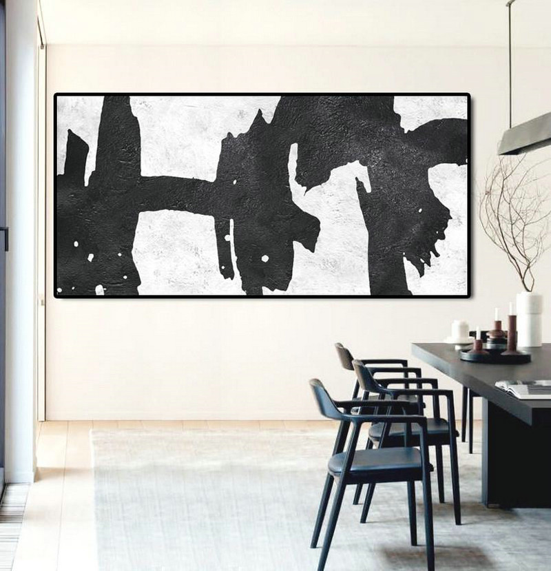 Huge Abstract Canvas Art,Oversized Panoramic Minimal Art On Canvas - Living Room Wall Art
